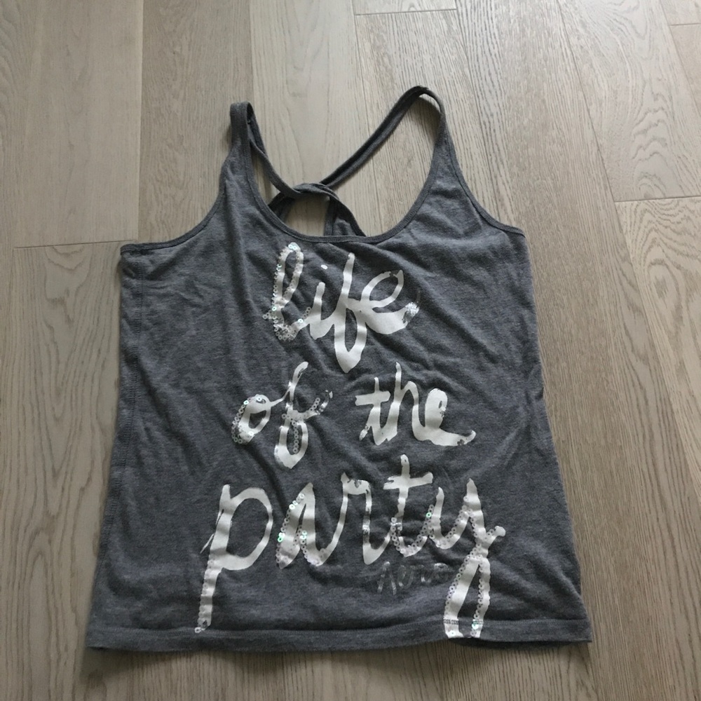 Aeropostale - Gray “Life of the Party” Tank Top with Sequin Text